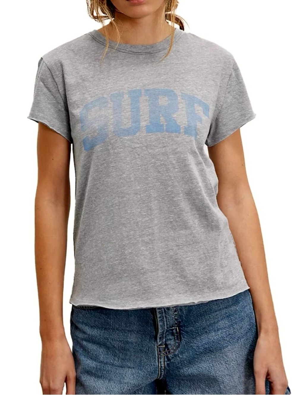 New Free People Nova Graphic SURF Tee in Gray Size L NWOT- organic cotton blend - Picture 12 of 16
